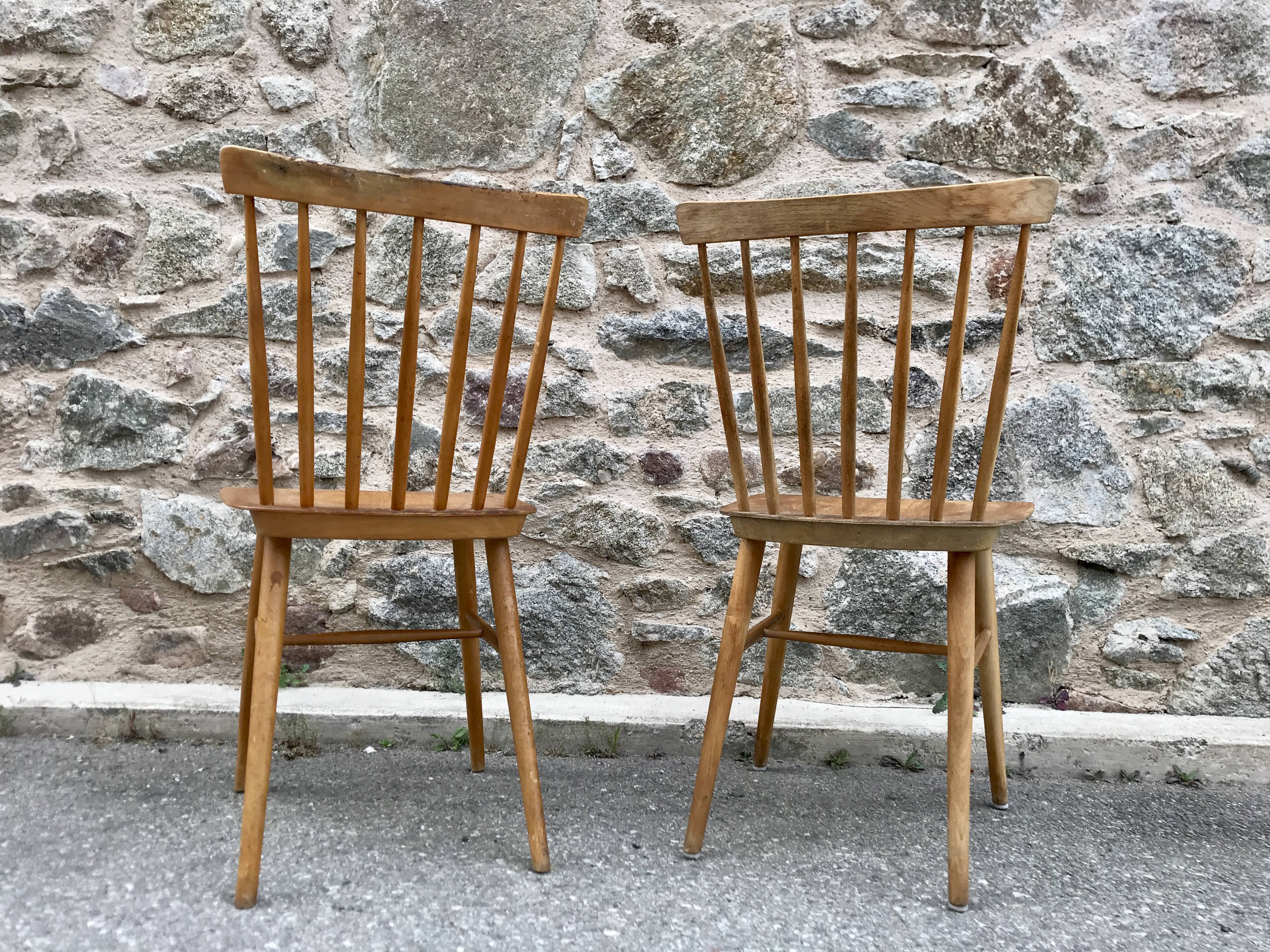Pair of bistro chairs and bohemian beech