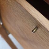 1970s, Scandinavian side table with drawer, solid oak wood, teak wood.