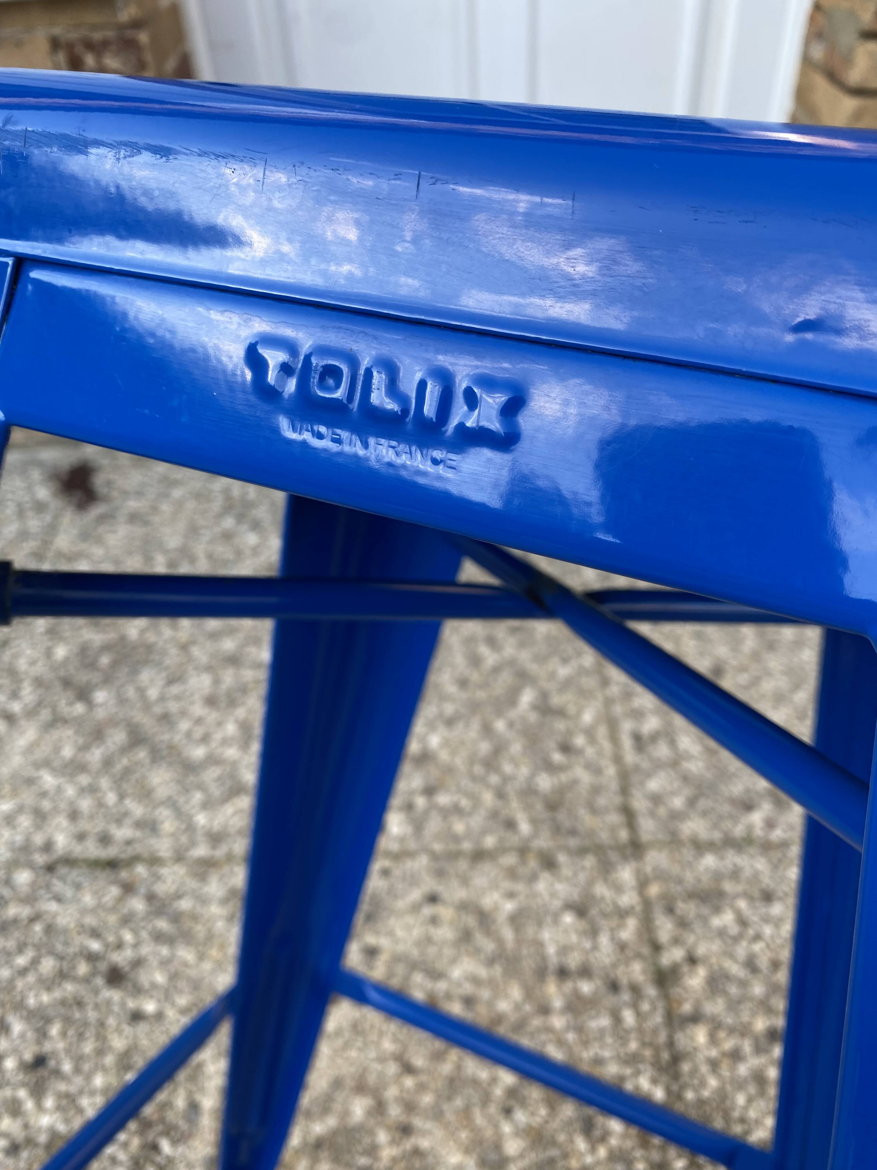 Stackable industrial bar stool TOLIX H75 blue