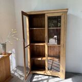Glass cabinet or display case in pine 1950