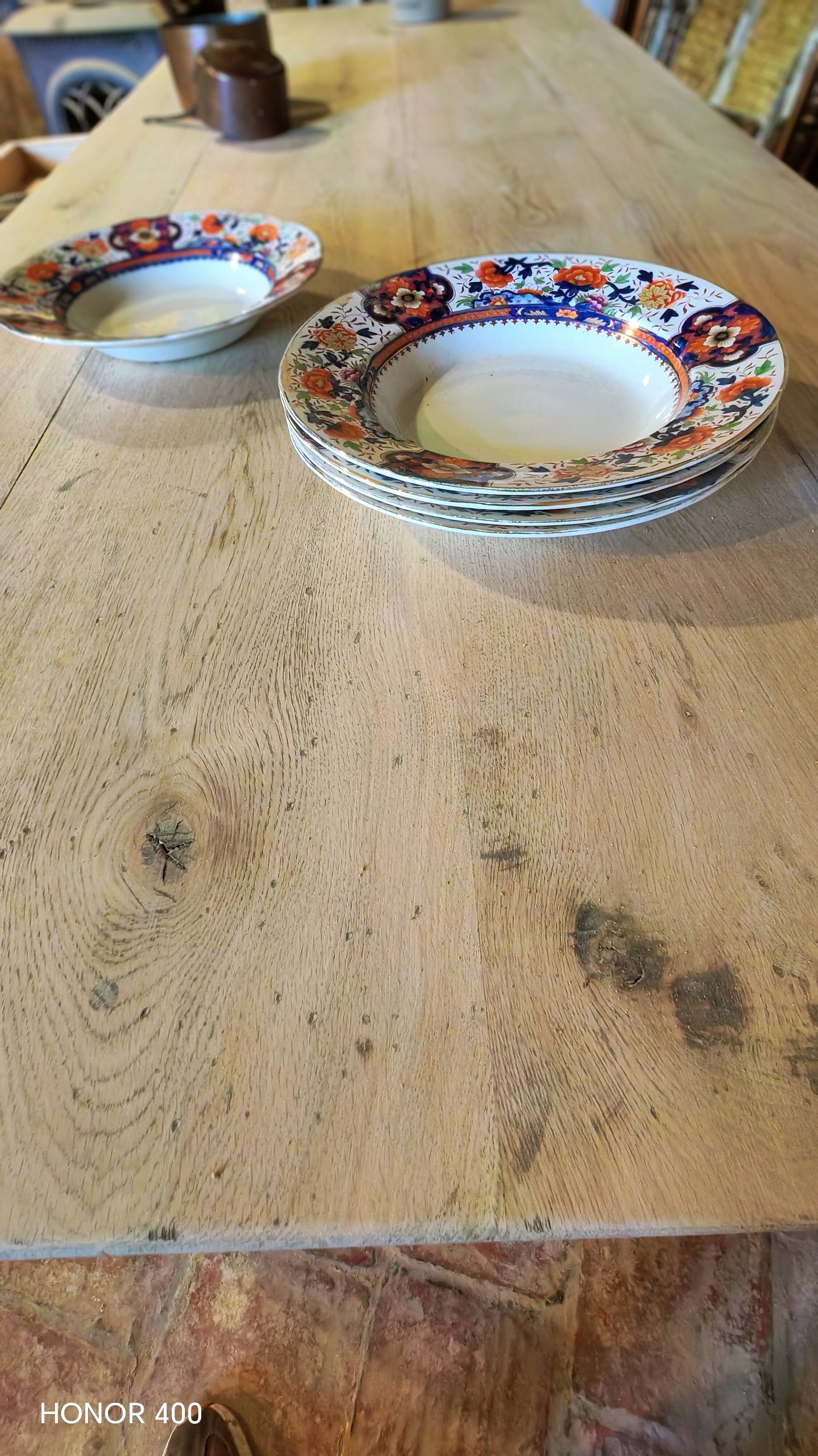 French solid oak farmhouse table 239x89 Raw patinated