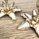 Pair of vintage brass and mother-of-pearl candle holders