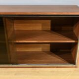 Long Glass Bookcase in Walnut, Rozaffy Style – 1960