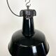 Industrial Black Enamel Factory Lamp with Cast Iron Top, 1950s