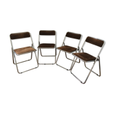 Lot of 4 folding chairs in velvet