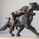 Ariadne and the Panther, Art Deco Sculpture in Wood and Brass, 1920s