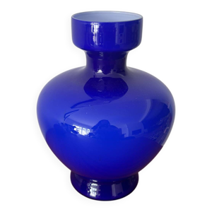 Vase vintage en opaline - bleu