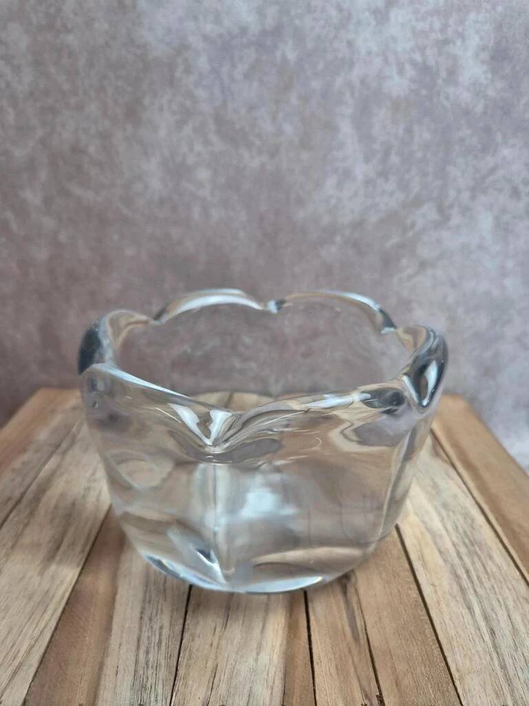 Large solid crystal bowl signed Kosta – vintage Scandinavian design