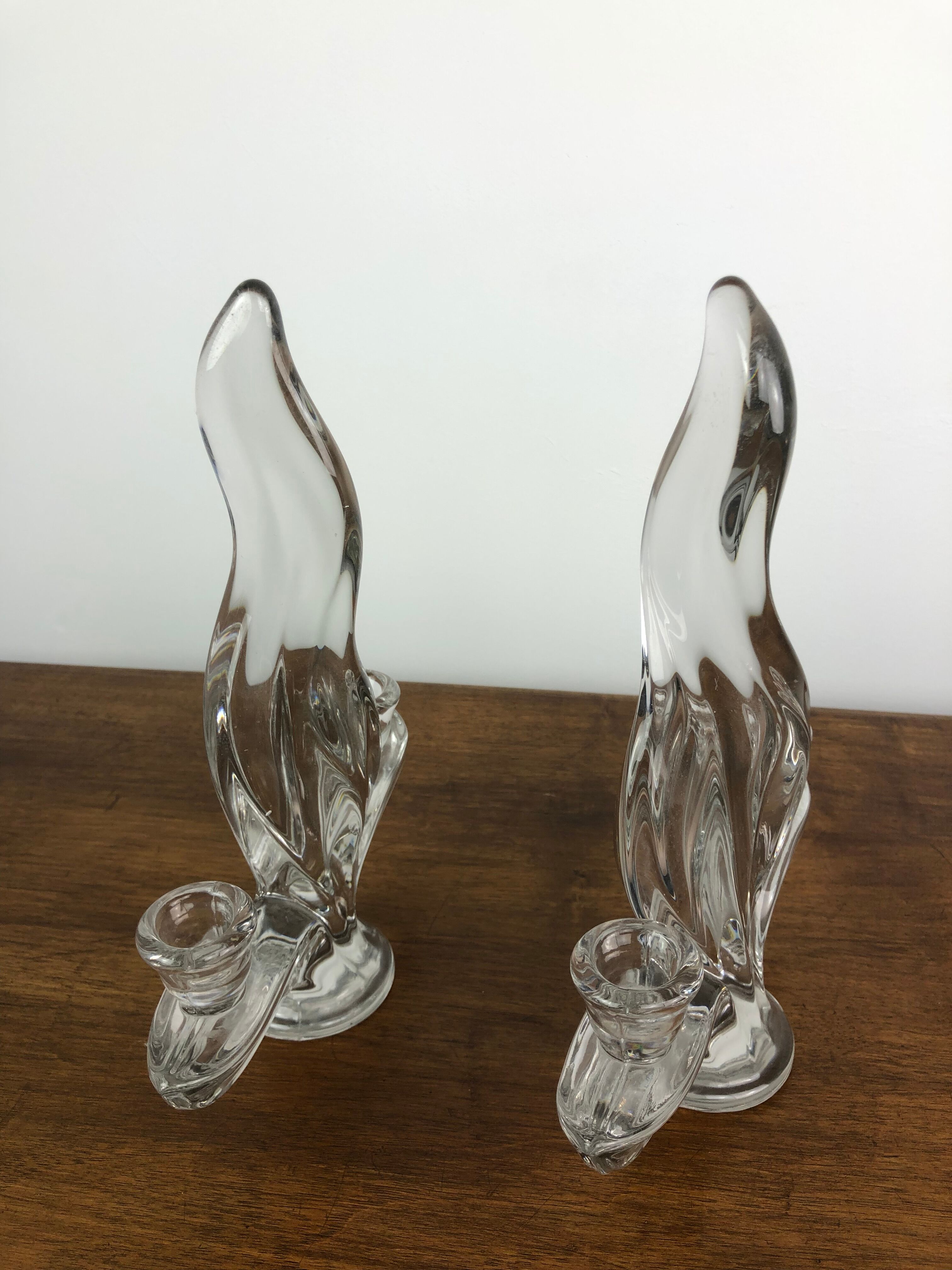 Flame candle holders in vintage crystal 60