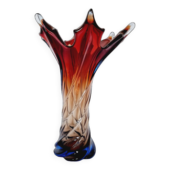 Large Murano glass vase by Fratelli Toso mid century style from the 70s