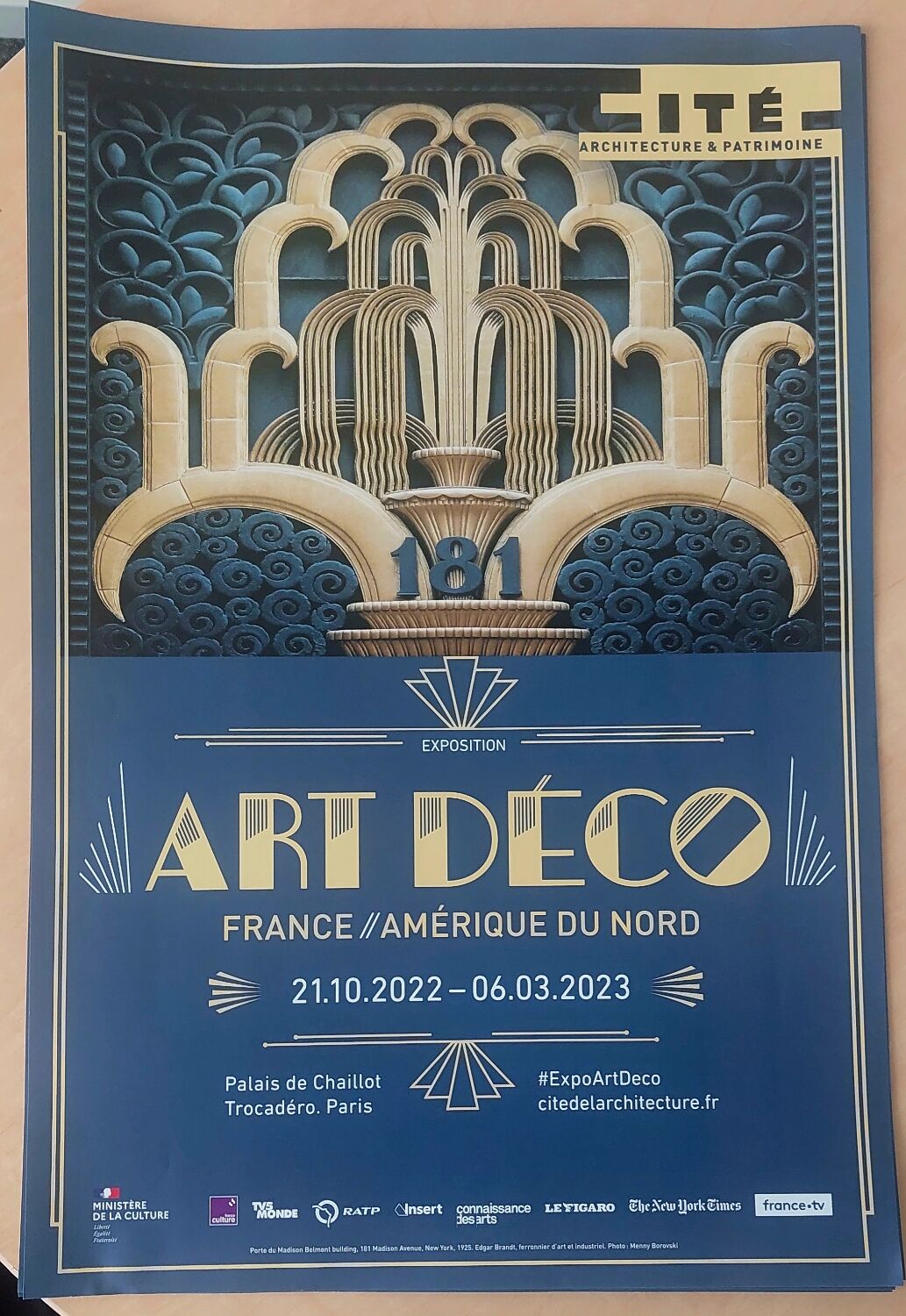 Original poster of the Art Deco exhibition France-America