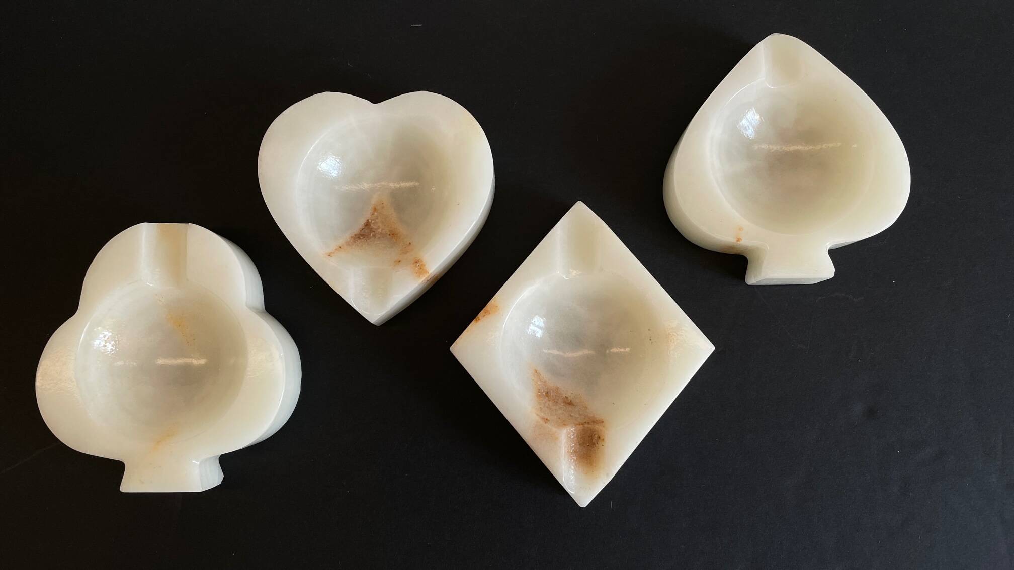 Vintage playing cards onyx ashtrays