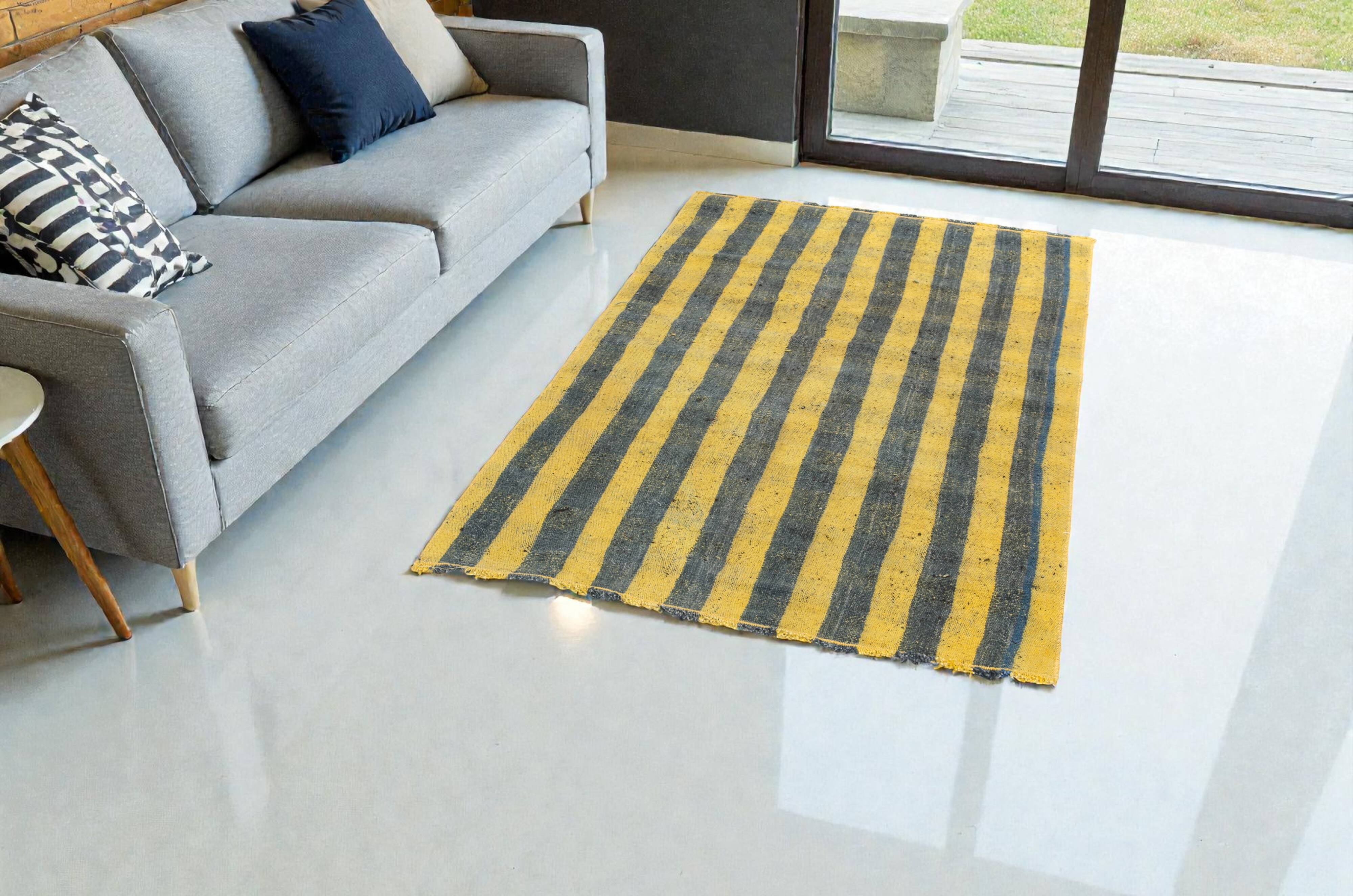 Vintage Stripe Wool Kilim Rug
