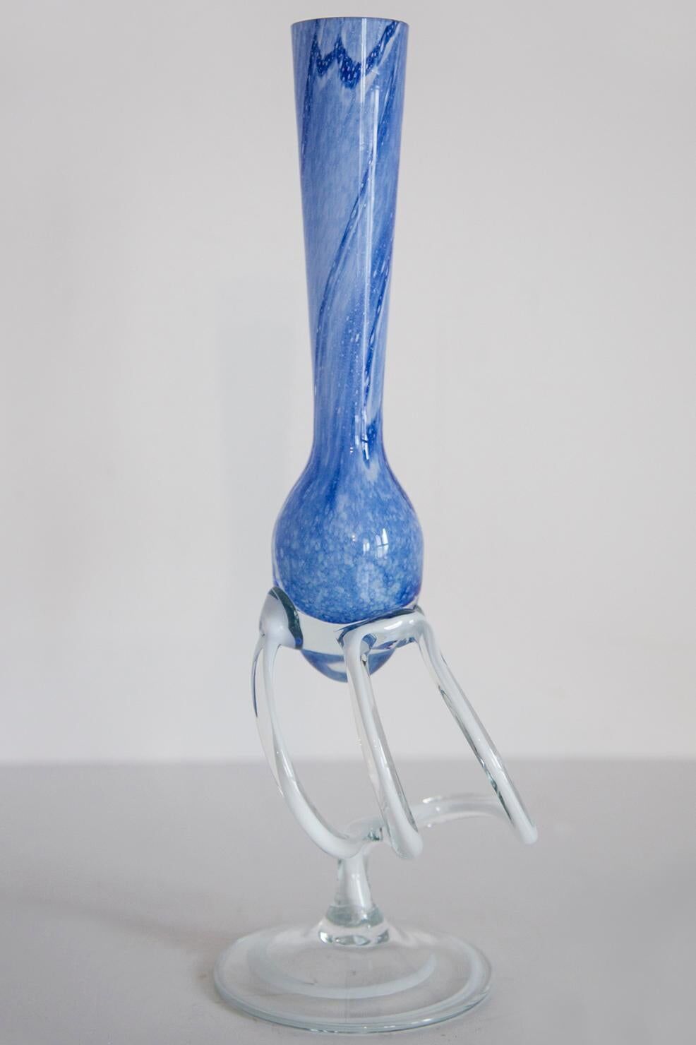 Vintage light blue mid-century artistic vase, Murano glass, Europe, 1970s.