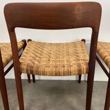 4 chairs 75 by Niels Otto Moller, Scandinavian design, teak