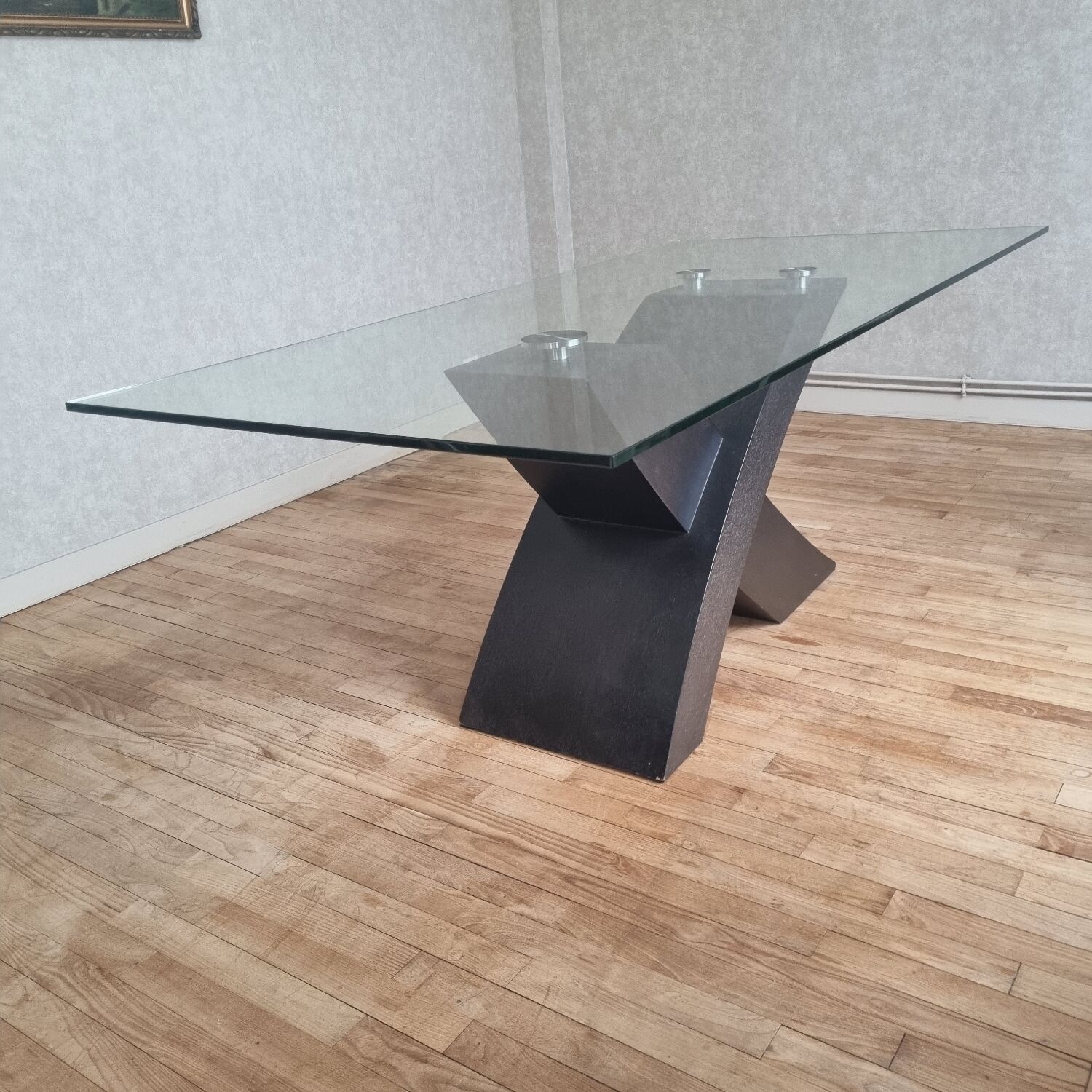 Glass and wood table (200×100cm) design