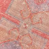 4x7 Vintage Pale Red Geometric Turkish Rug, 117x228Cm