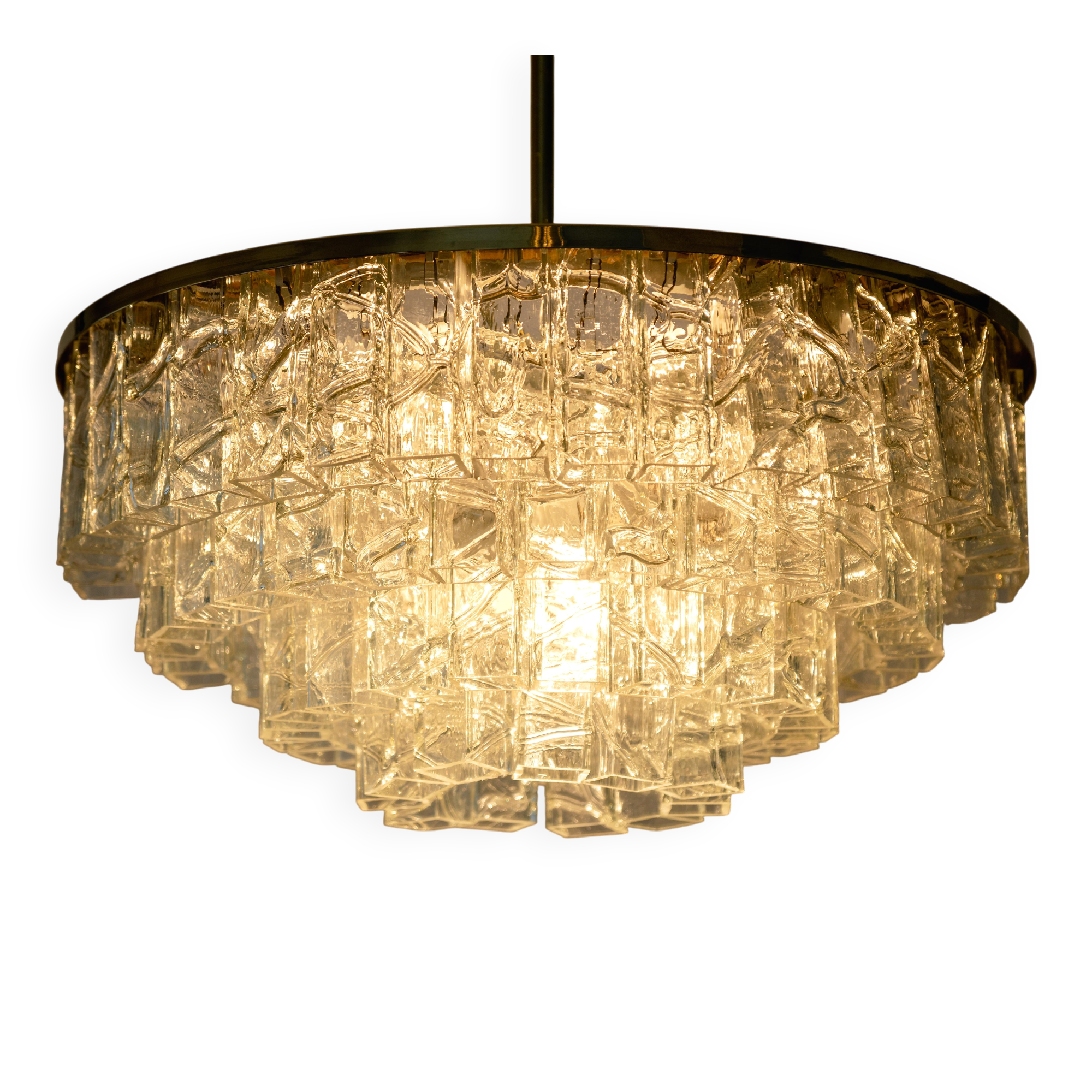Doria Chandelier Mid-Century Frosted Glass, 1960s, Germany