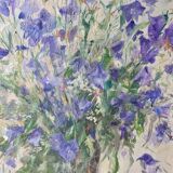 Oil on canvas, the campanules