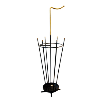 Umbrella door 50s black metal and brass