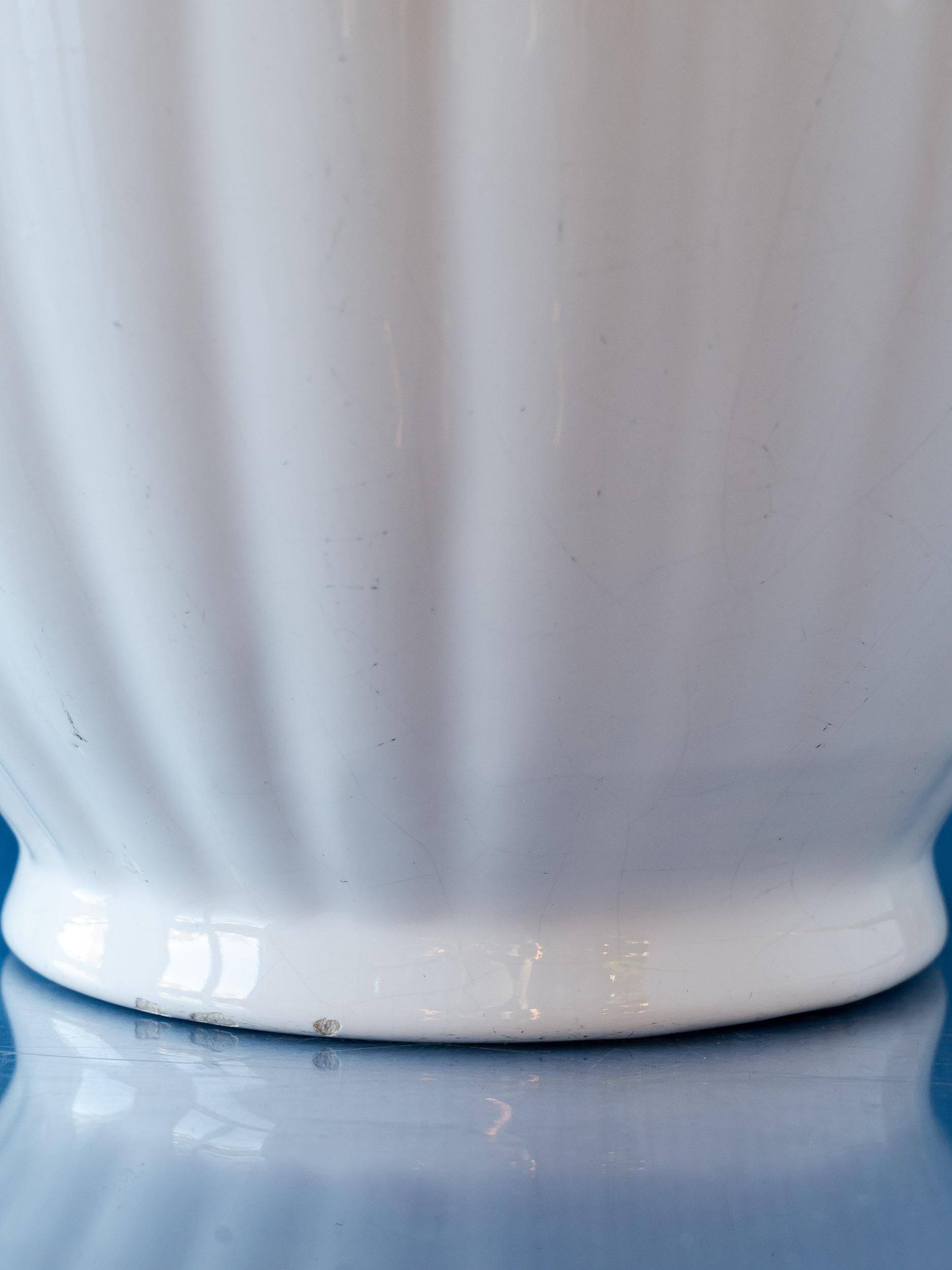 Blue and white ceramic table lamp, vintage Dutch Delftware.