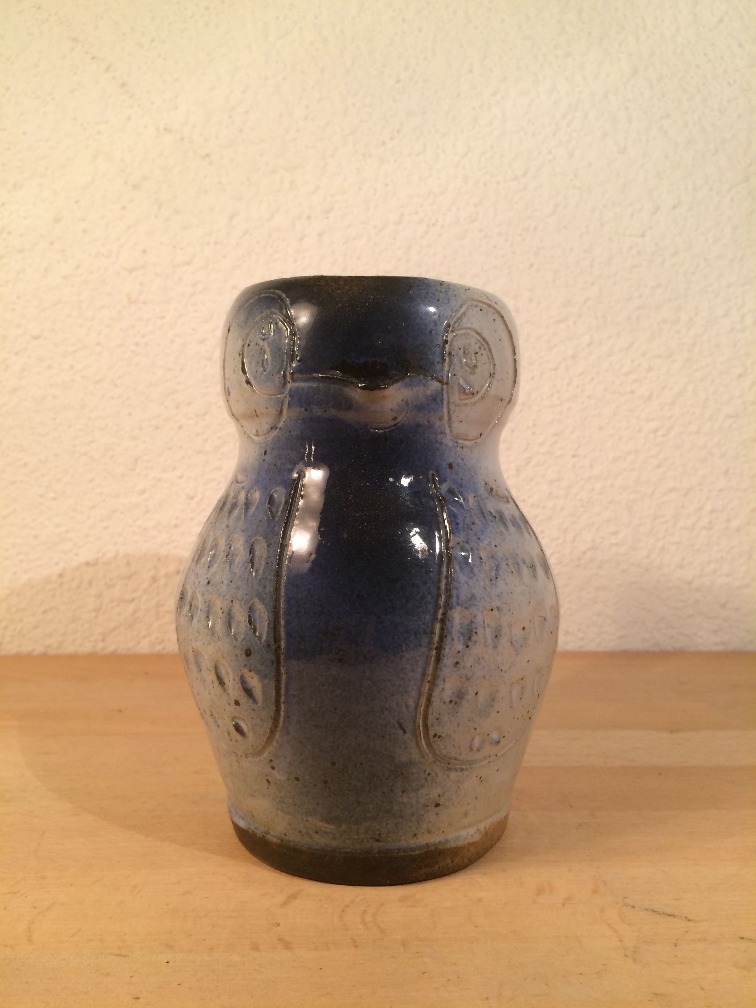 Pichet chouette hibou céramique bleu