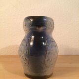 Pitcher owl owl ceramic blue