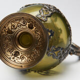Nineteenth Renaissance style ewer in glass green and brass