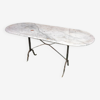 Large marble and wrought iron bistro table