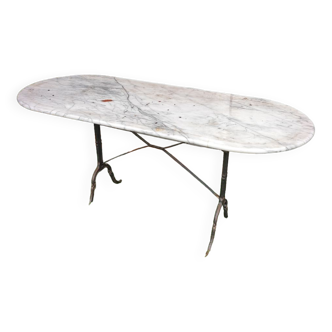 Large marble and wrought iron bistro table