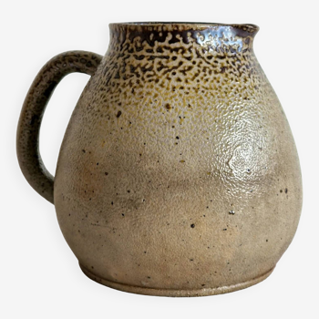 Imposing enameled stoneware pitcher