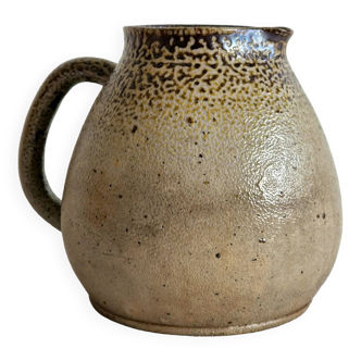 Imposing enameled stoneware pitcher