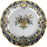 Set of 2 decorative earthenware plates from Desvres