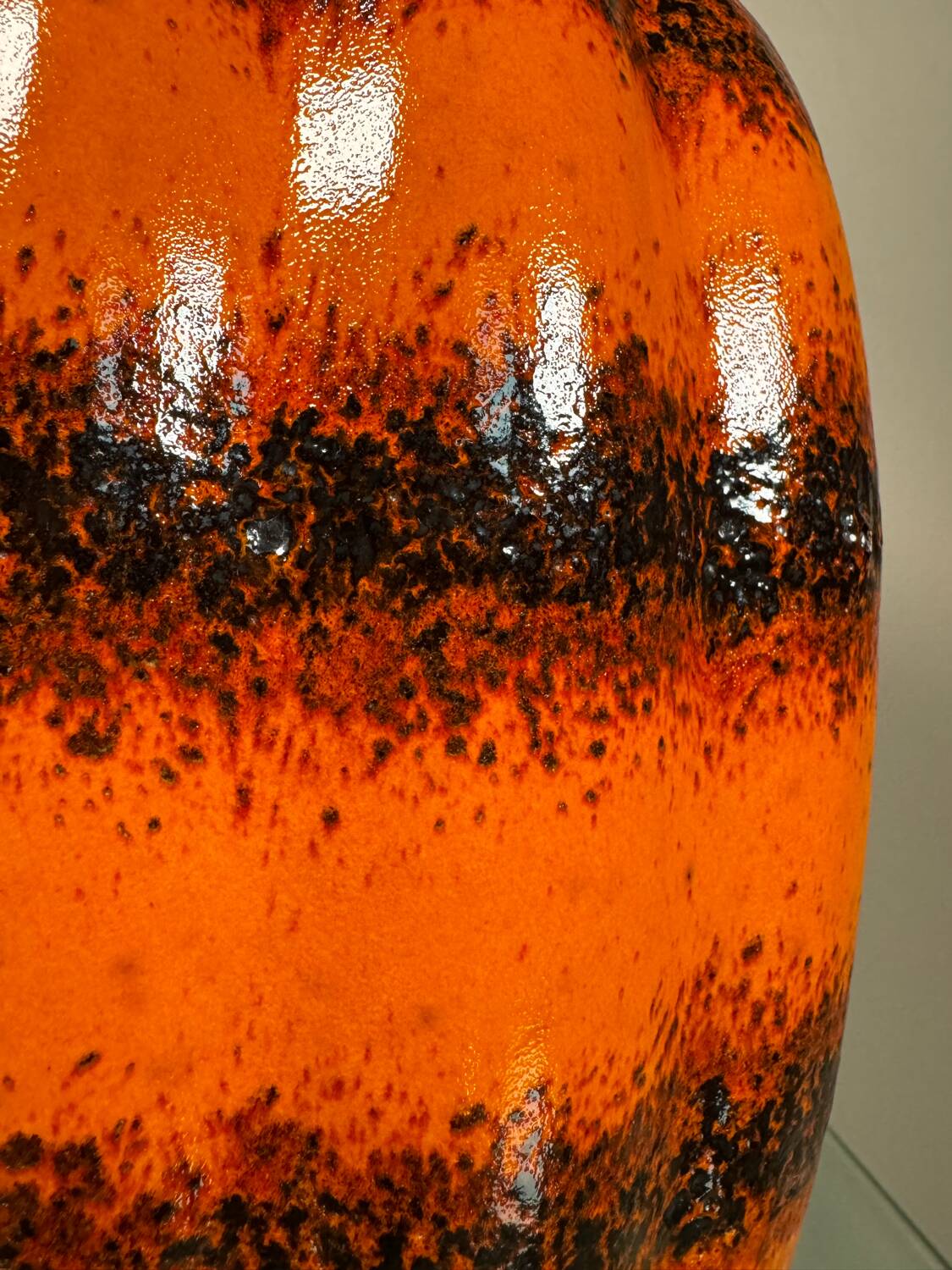 Large West Germany orange ceramic vase from the 60s