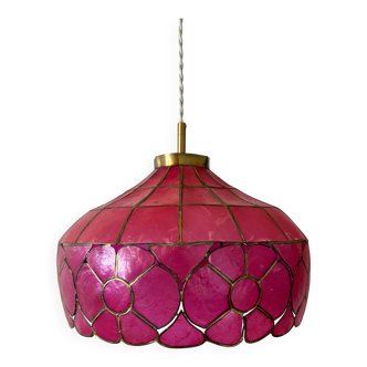 Vintage pink mother-of-pearl lampshade pendant light