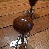 Double hook, chrome metal and wood, vintage 60s