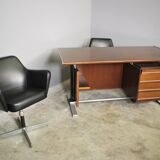 Desk and two chairs by Fantoni, 1960, set of 3