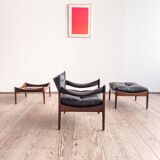 Ensemble danoise avec fauteuil, repose-pieds et table par Kristian Vedel