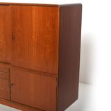 High Quality Danish Highboard with Brass Handle Inlays 1950s