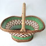 Vintage wicker and scoubidou basket