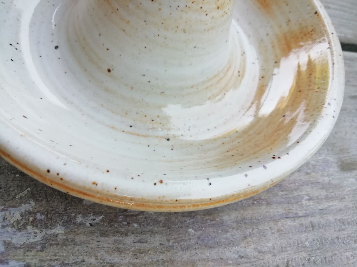 Pair of stoneware candle holders