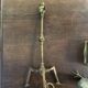 Rare articulated tripod base table lamp in gold-plated brass