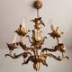 Vintage Hollywood Regency 6 light Chandelier gilded Italy Florence 1950-60