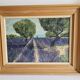 Oil on Canvas Landscape Almond Trees and Lavenders signed Jean Claude Fer