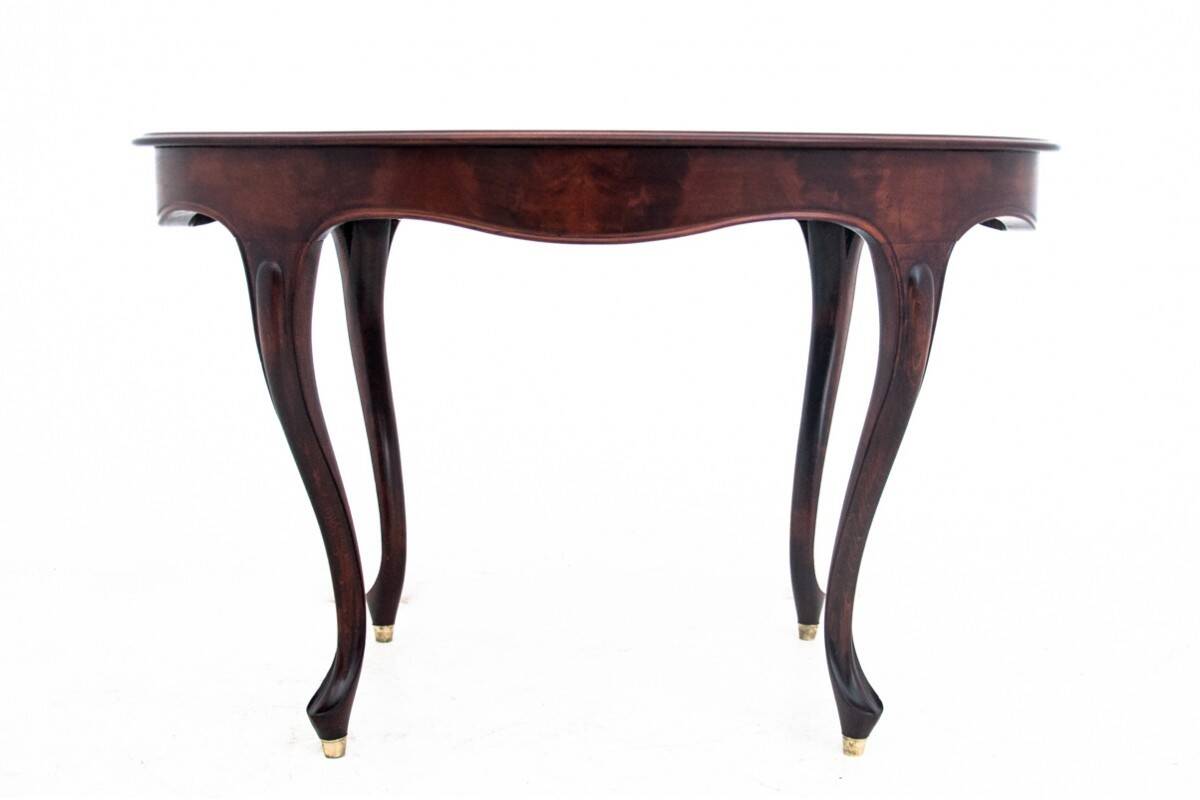 Table et 4 chaises en bois et tissu, Europe du Nord vers 1870