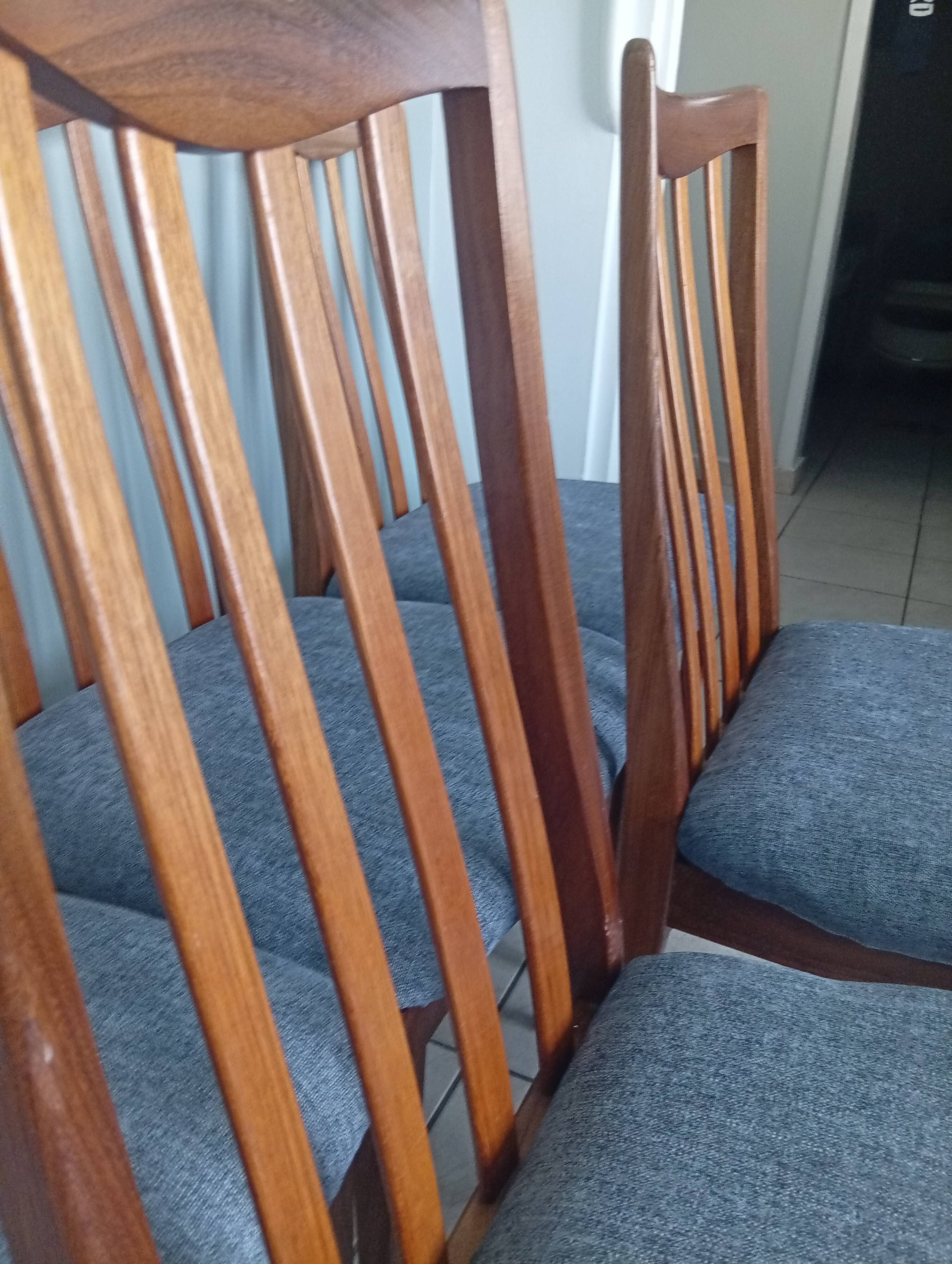 Lot of 6 Gplan teak wood armchairs vintage 1970s dining room scan.