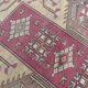 Turkish carpet handmade yellow background pink decoration, 127x91 cm