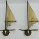 Pair of vintage sconces Sailboats in brass marine décor