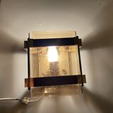 Smokey Glass Wooden Brass Sconces, Set of 2