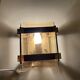 Smokey Glass Wooden Brass Sconces, Set of 2